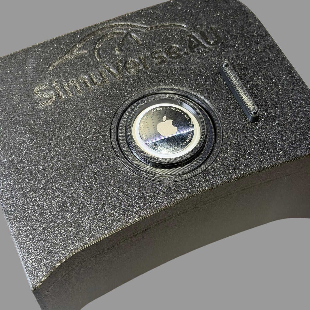 Apple AirTag fitted in hidden compartment, SimuVerse.AU cup holder