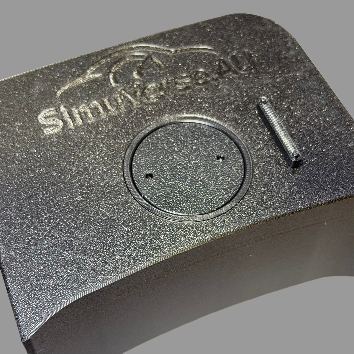 AirTag compartment closed with flush lid, SimuVerse.AU cup holder